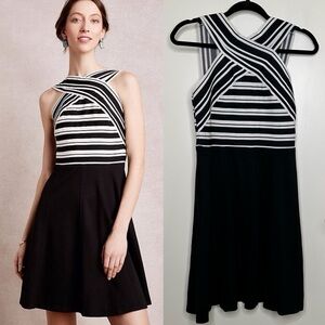 Anthropologie Maeve Black and White Skater Mini Dress